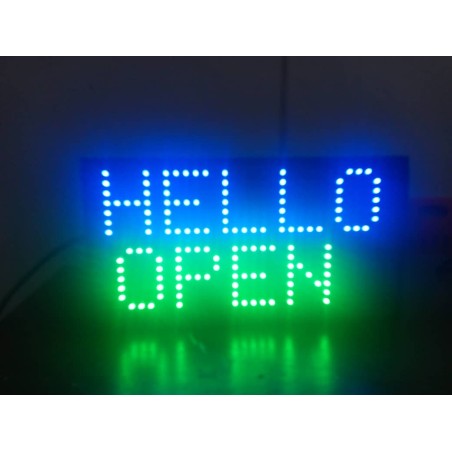 16x32 matrix digital advertising display with dynamic messages, easily updated via mobile app.