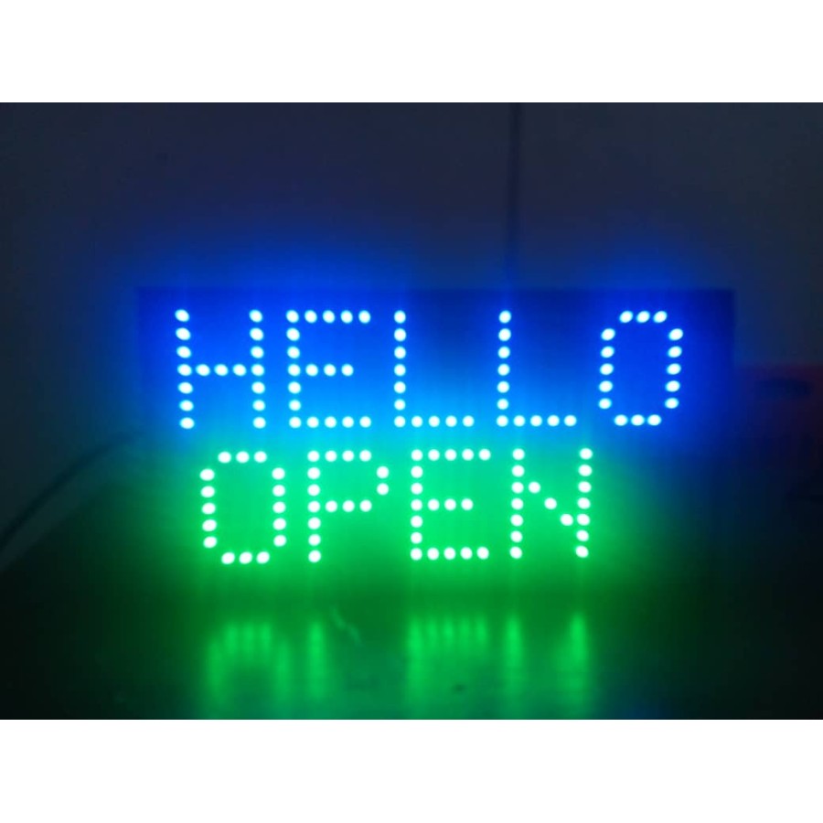 16x32 matrix digital advertising display with dynamic messages, easily updated via mobile app.