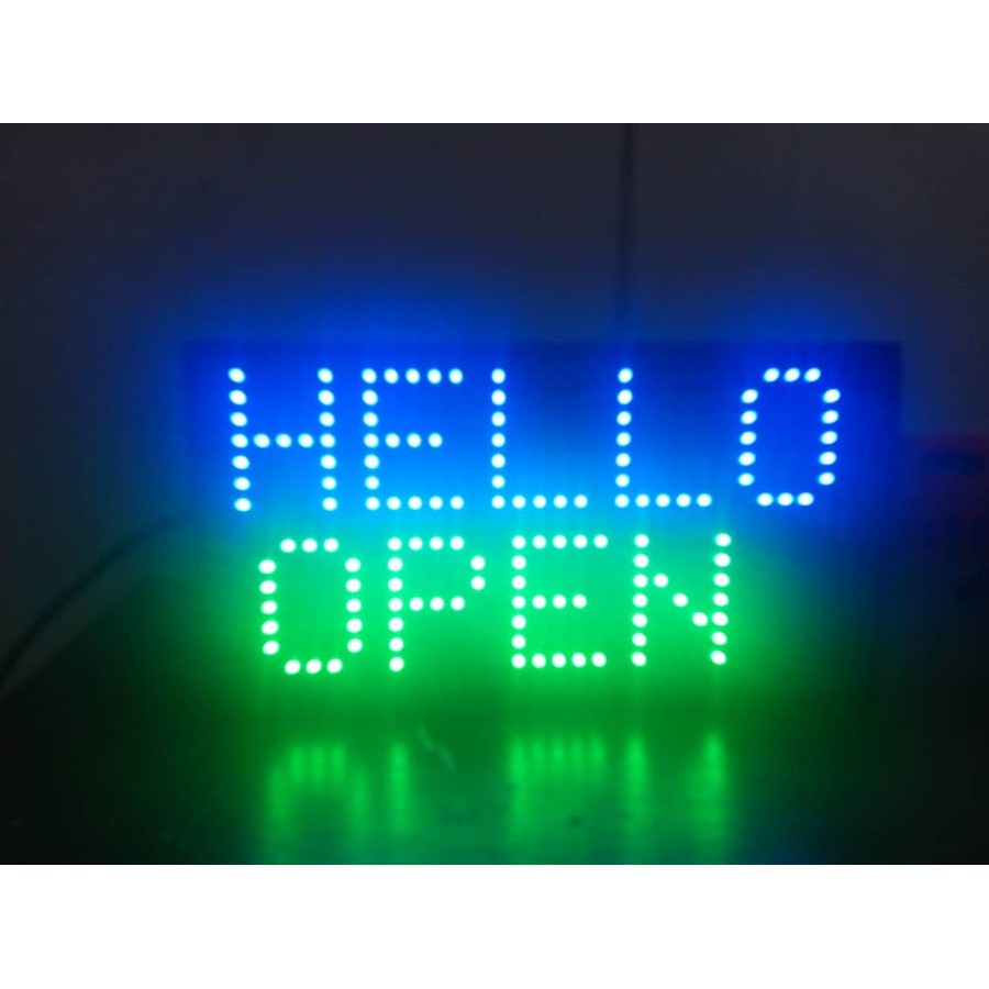 16x32 matrix digital advertising display with dynamic messages, easily updated via mobile app.